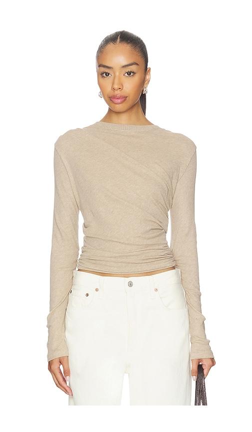 enza costa jersey long sleeve crew top in beige. - size m (also in s)