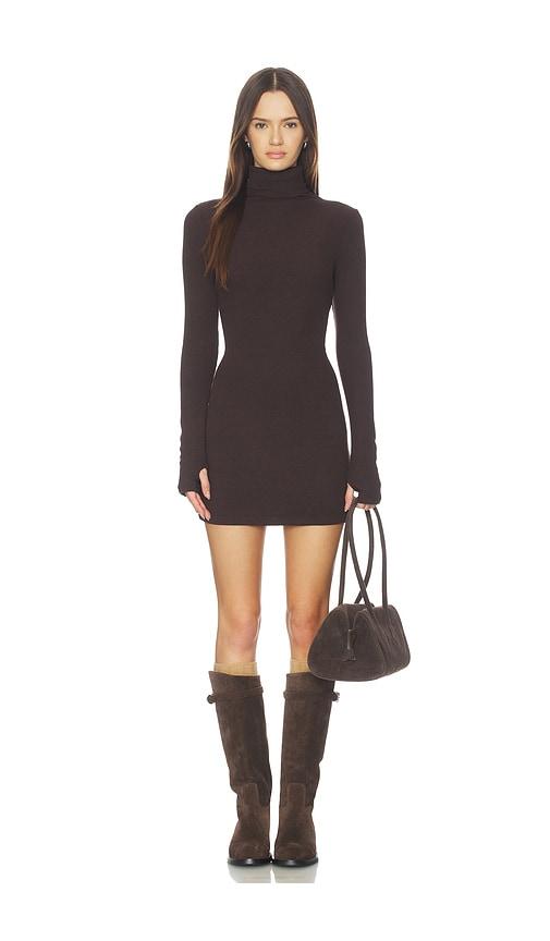 enza costa knit turtleneck tunic dress in brown. - size l (also in s, m, xl)