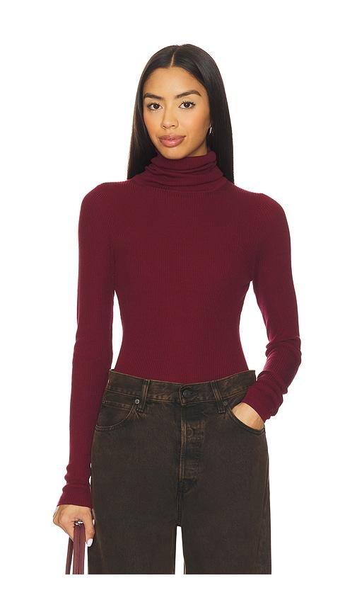 enza costa layering turtleneck sweater in burgundy. - size m (also in s)