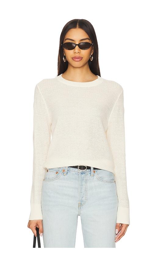 enza costa linen open knit crewneck sweater in cream. - size m (also in s)