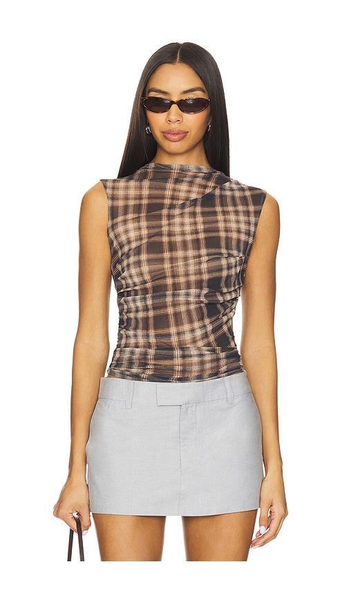 enza costa mesh sleeveless twist top in grey. - size l (also in xs)