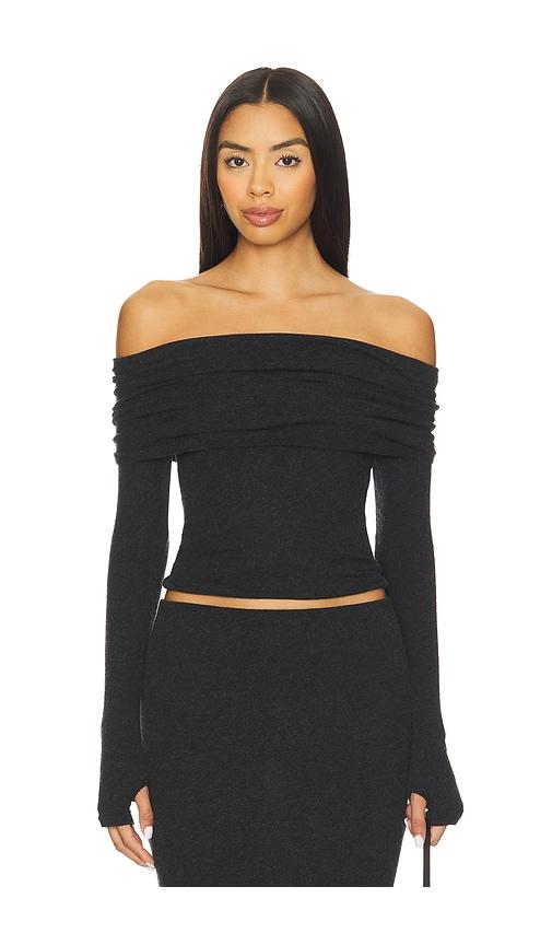 enza costa off shoulder top in black. - size m (also in s)