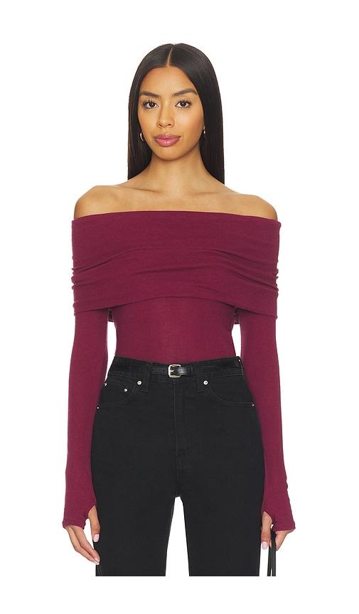 enza costa off shoulder top in burgundy. - size m (also in s)