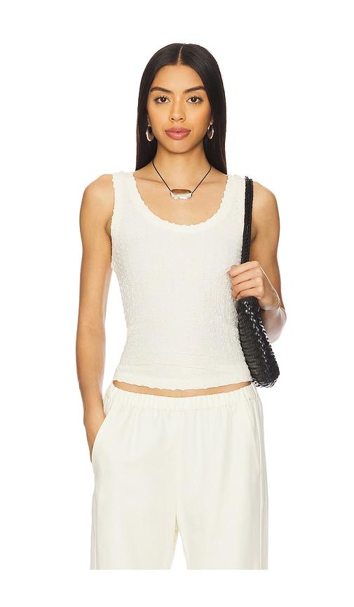 enza costa puckered tank top in white. - size m (also in xs)