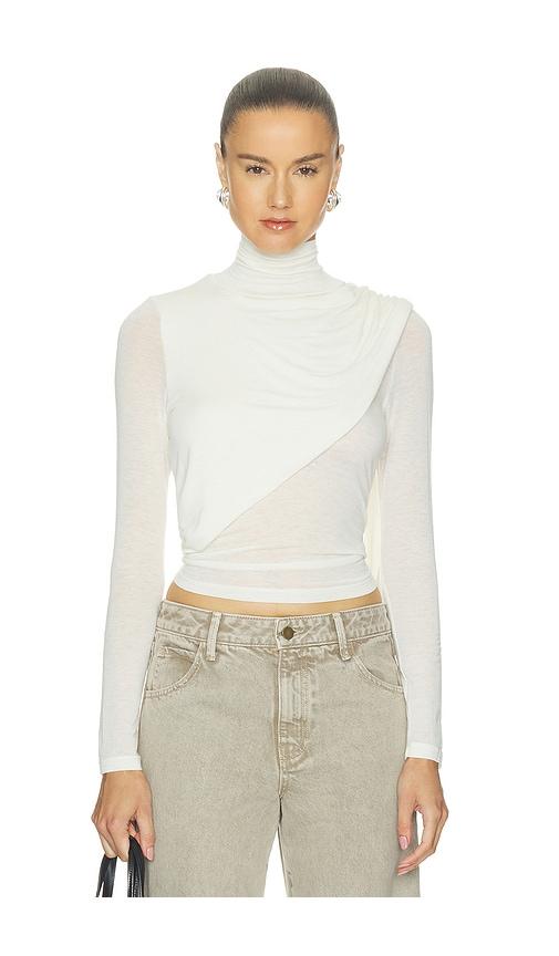 enza costa sheer cashmere jersey bandana turtleneck top in white. - size l (also in xs, s, m)