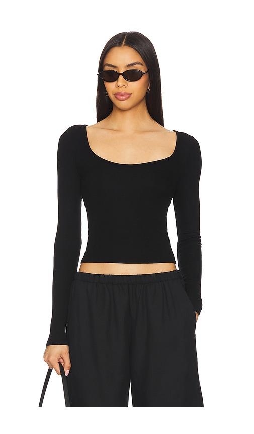 enza costa silk knit ballet top in black. - size l (also in m)