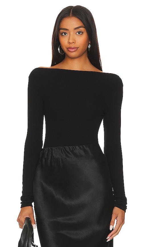 enza costa silk knit boat neck top in black. - size m (also in xs, s, l, xl)