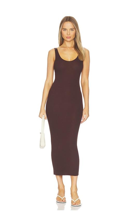 enza costa silk knit tank maxi dress in chocolate. - size l (also in xs, s, m)