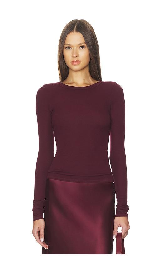 enza costa silk rib essential crew in burgundy. - size s (also in xs)