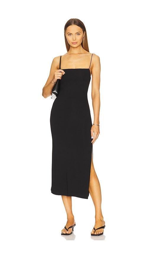 enza costa strappy side slit dress in black. - size m (also in xs, s)