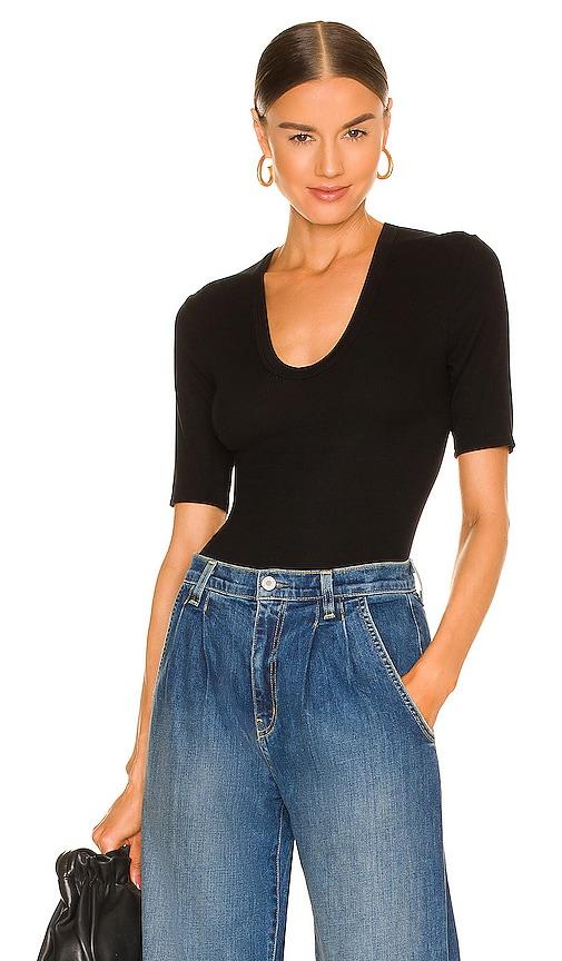 enza costa stretch silk knit half sleeve top in black. - size m (also in s, xs, l)