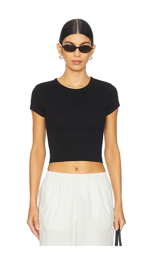 enza costa supima baby cropped tee in black. - size l (also in xs, s, m, xl)
