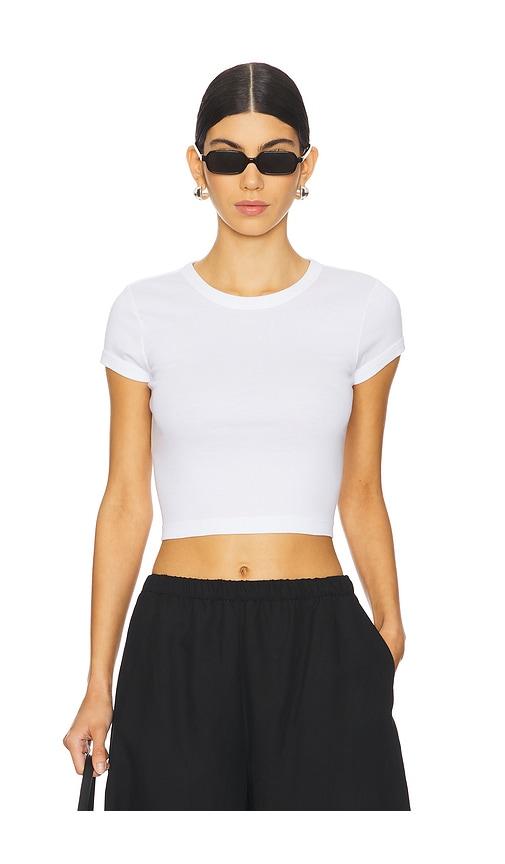 enza costa supima baby cropped tee in white. - size l (also in xs, m)