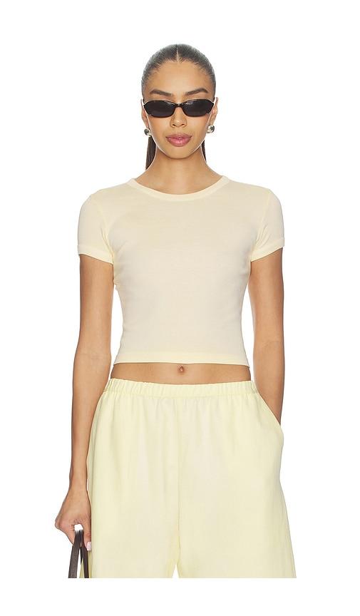 enza costa supima baby rib cropped tee in yellow. - size l (also in xs, s, m)