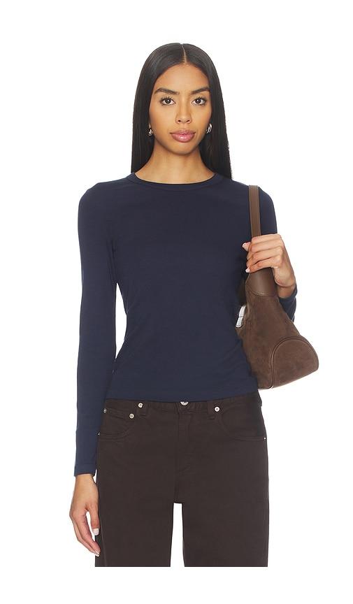 enza costa supima classic long sleeve tee in navy. - size s (also in xs)