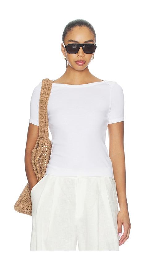enza costa supima cotton bateau tee in white. - size m (also in xs, s)