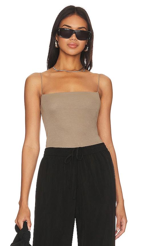enza costa supima cotton essential strappy tank in beige. - size m (also in xs, s, l, xl)