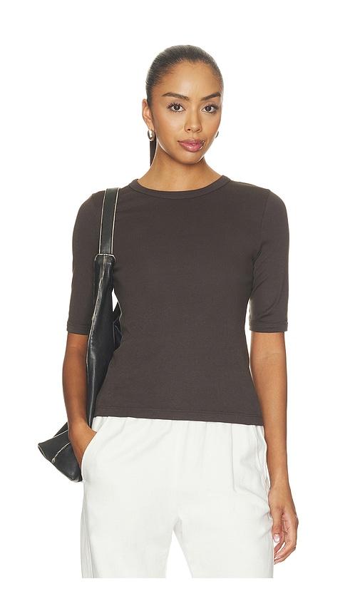 enza costa supima cotton new classic half sleeve tee in chocolate. - size l (also in m, s, xs)
