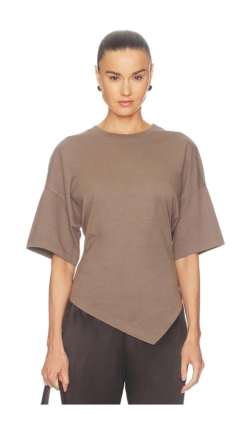 enza costa supima structured jersey assymetrical tee in tan. - size m (also in xs, s)