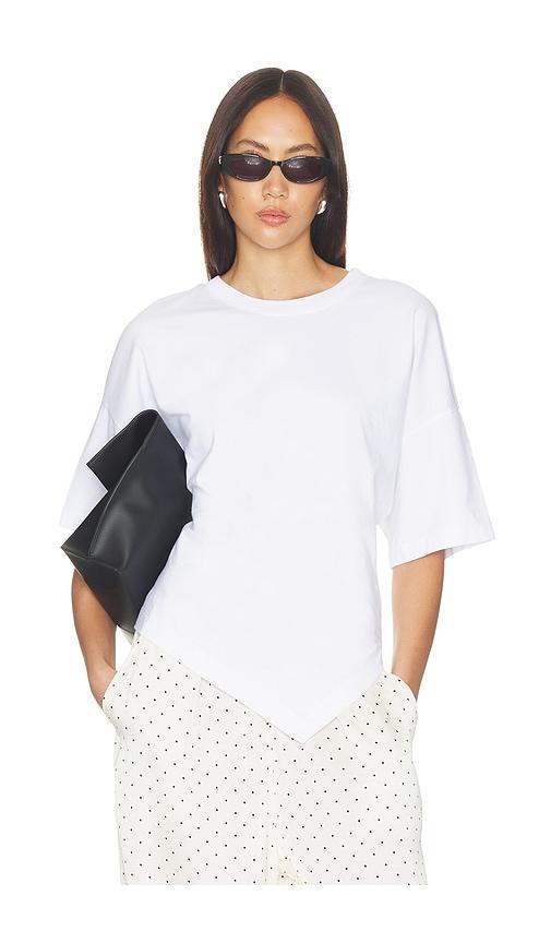 enza costa supima structured jersey assymetrical tee in white. - size l (also in xs, s, m)