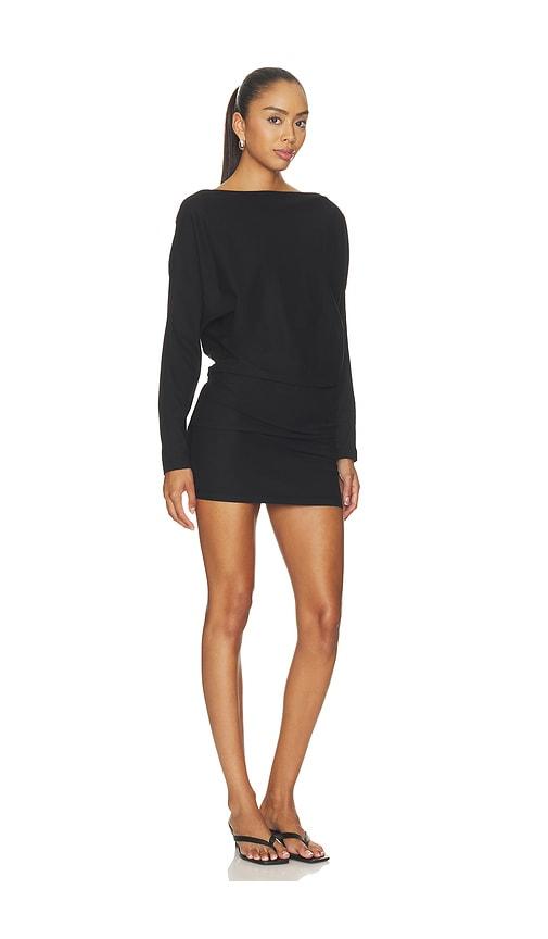 enza costa supima structured jersey dolman curve dress in black. - size l (also in xs, s, m, xl)