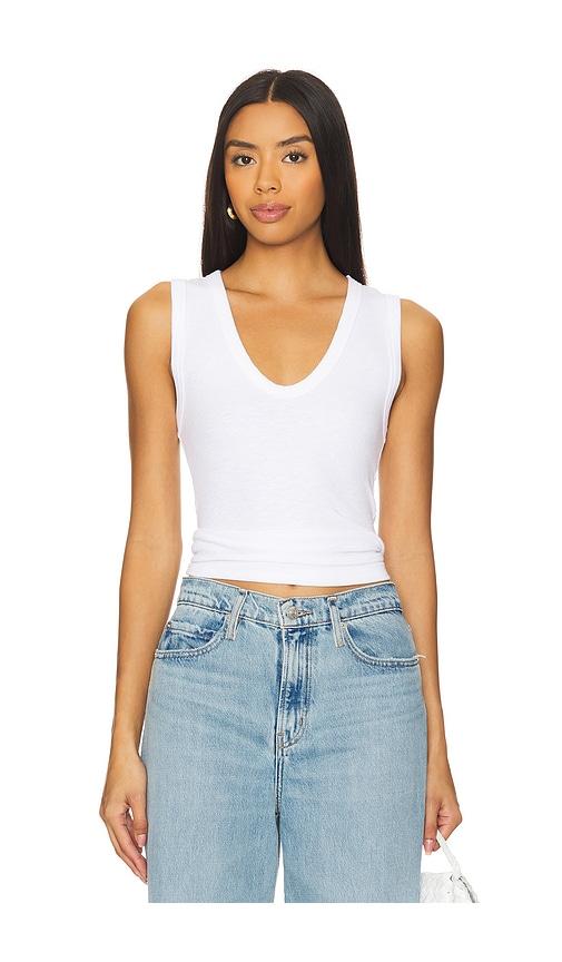 enza costa textured rib sleeveless u in white. - size m (also in l)