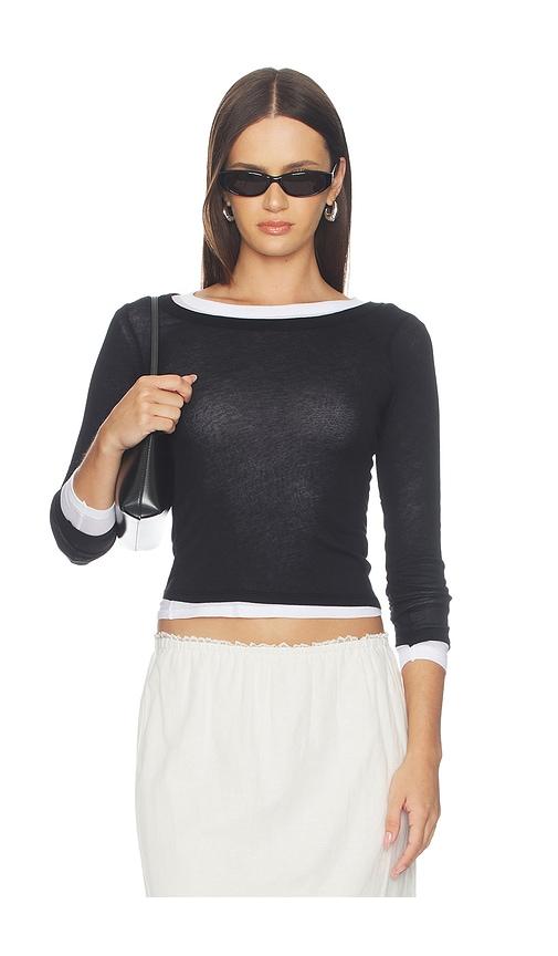 enza costa tissue jersey layered longsleeve in black. - size m (also in s)
