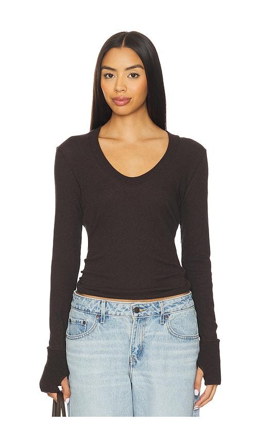 enza costa x revolve x revolve cashmere easy cuffed u top in brown. - size m (also in xs)