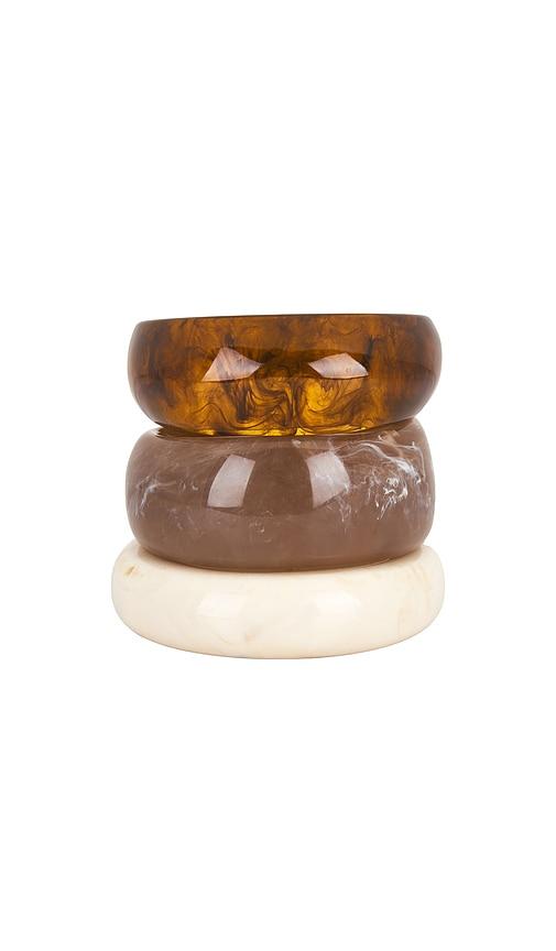 epifene bangles set of 3 in brown,cream.