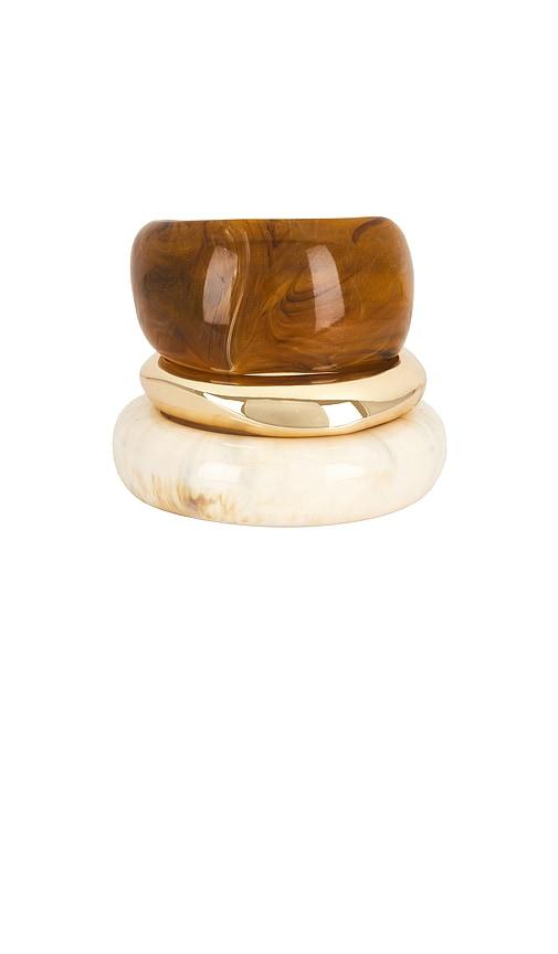 epifene bangles set of 3 in brown,metallic gold.