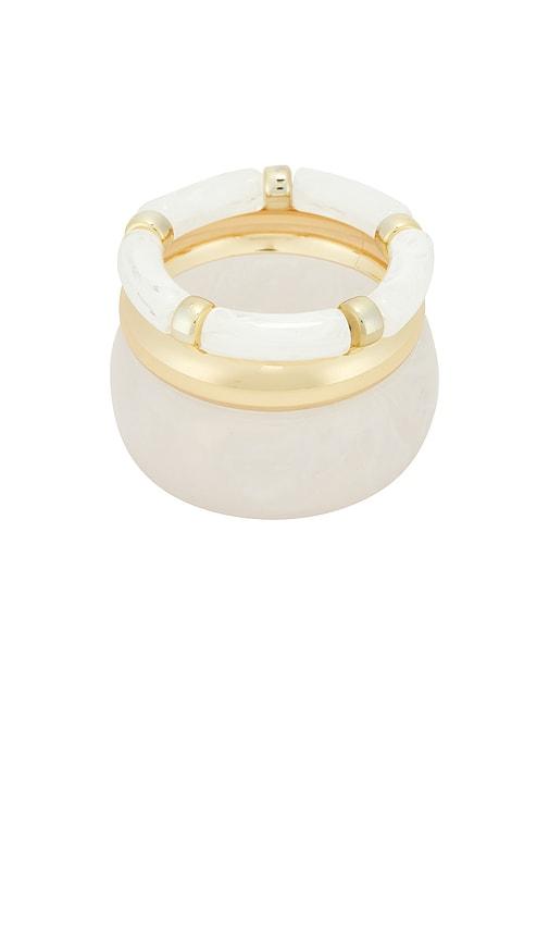 epifene bangles set of 3 in metallic gold, white.