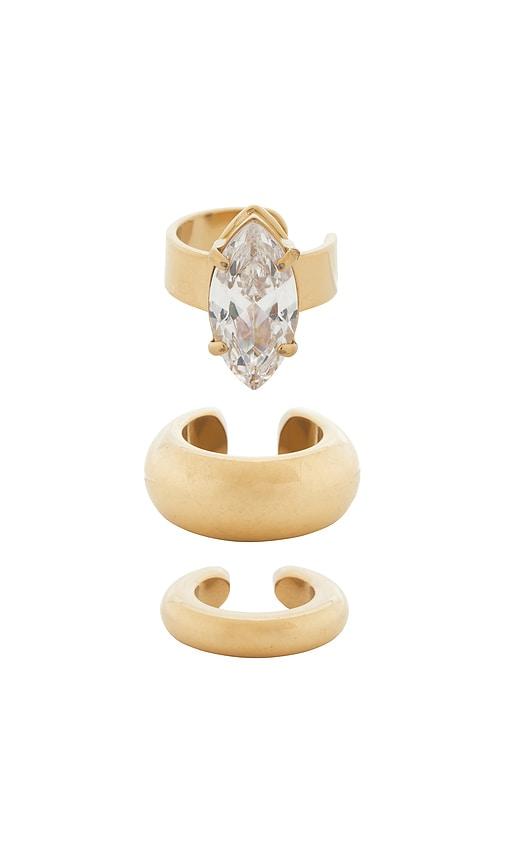 epifene earcuff set of 3 in metallic gold.