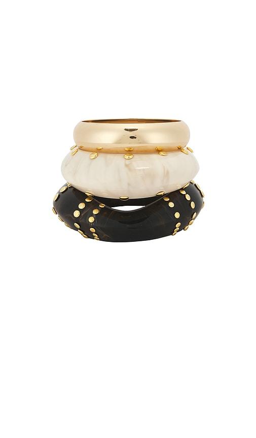 epifene studded bangles set of 3 in metallic gold,brown.