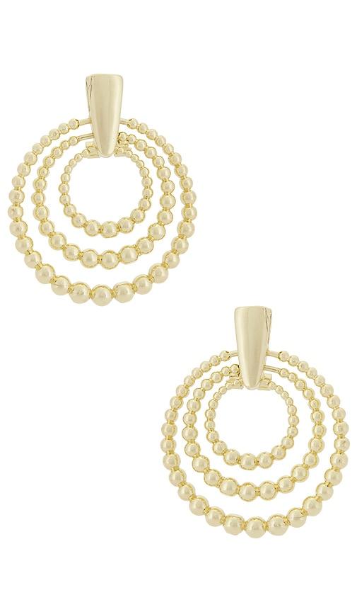 epifene triple circle hoop earrings in metallic gold.