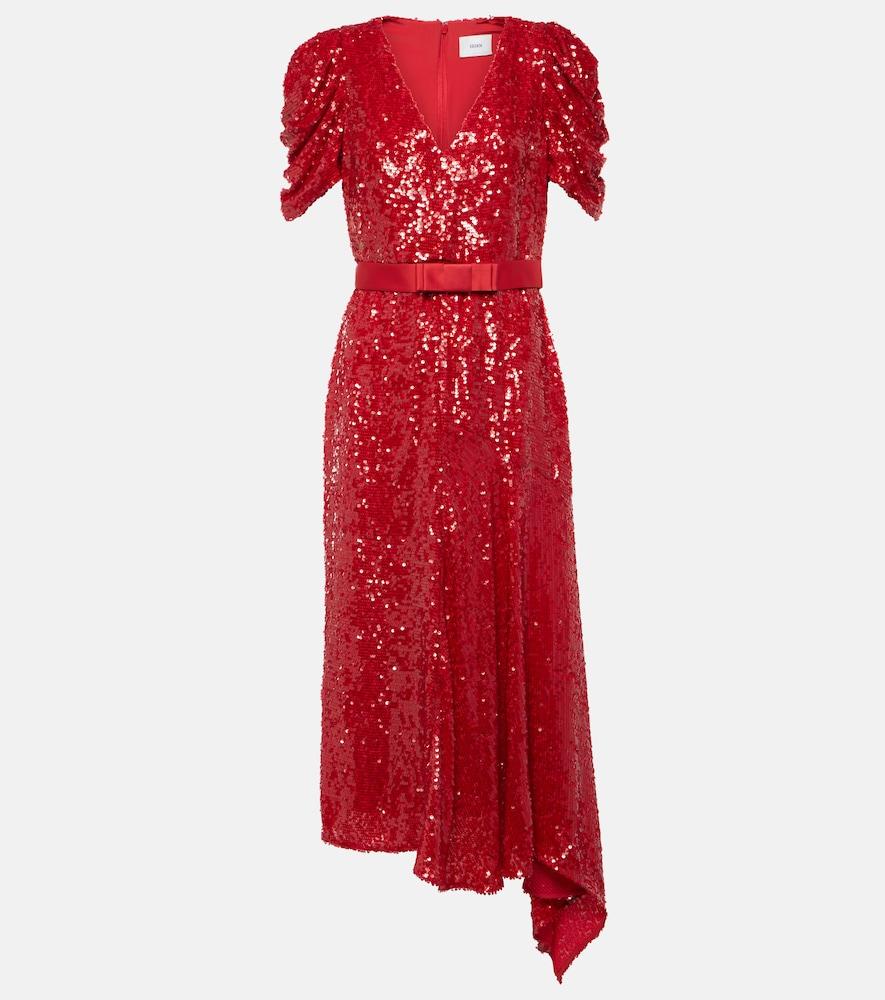 erdem asymmetric sequined midi dress