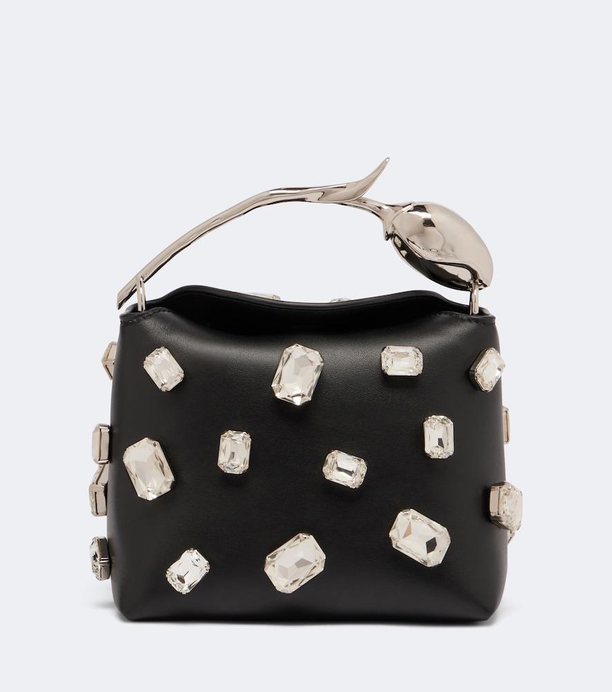 erdem bloom mini embellished leather top-handle bag