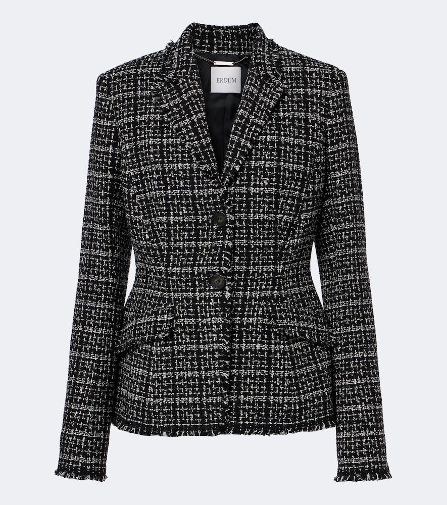 erdem checked cotton-blend tweed jacket