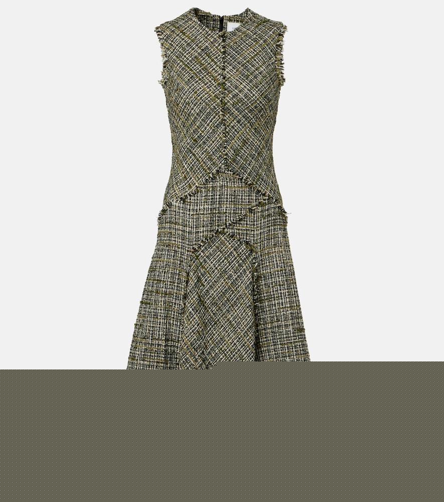 erdem draped tweed midi dress