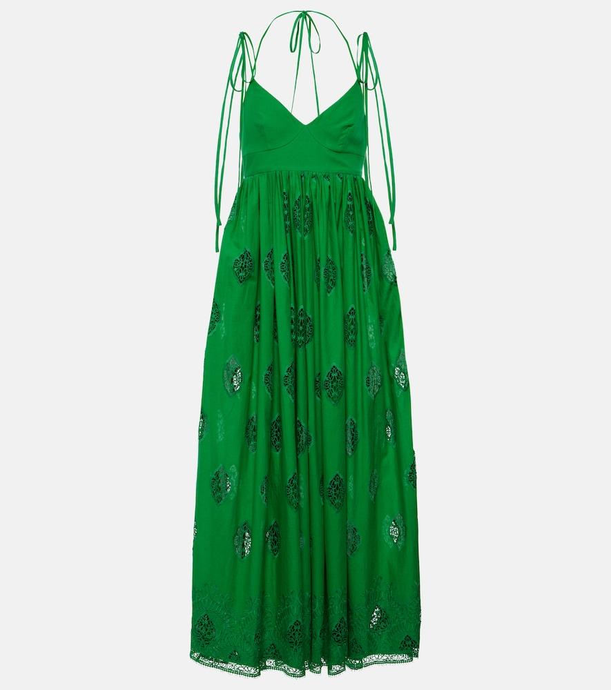 erdem embroidered cotton-blend midi dress