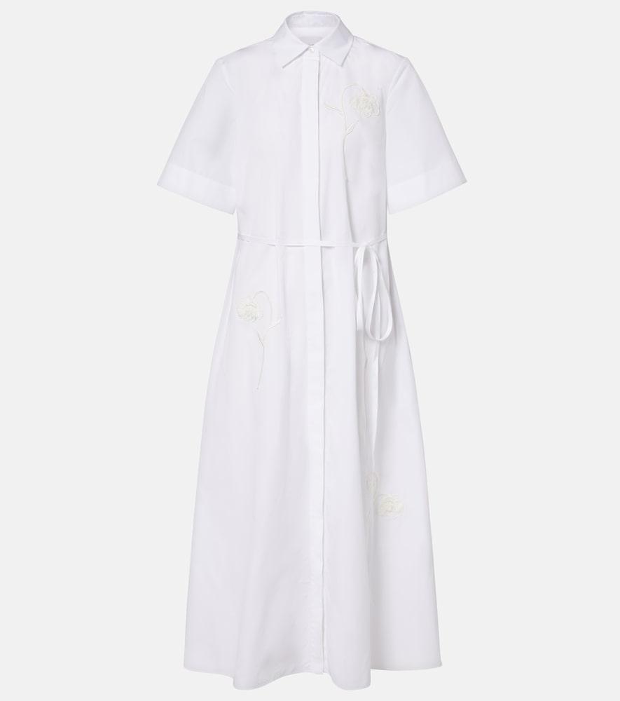 erdem embroidered cotton poplin shirt dress