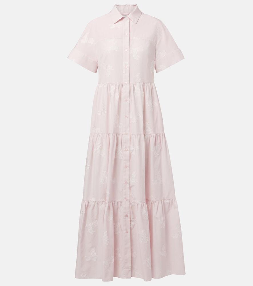 erdem embroidered tiered cotton shirt dress