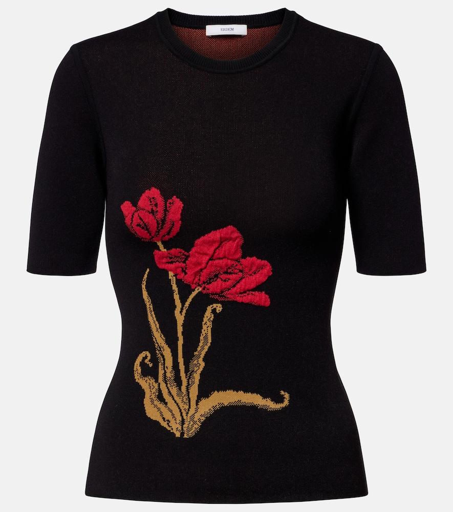 erdem floral jacquard top