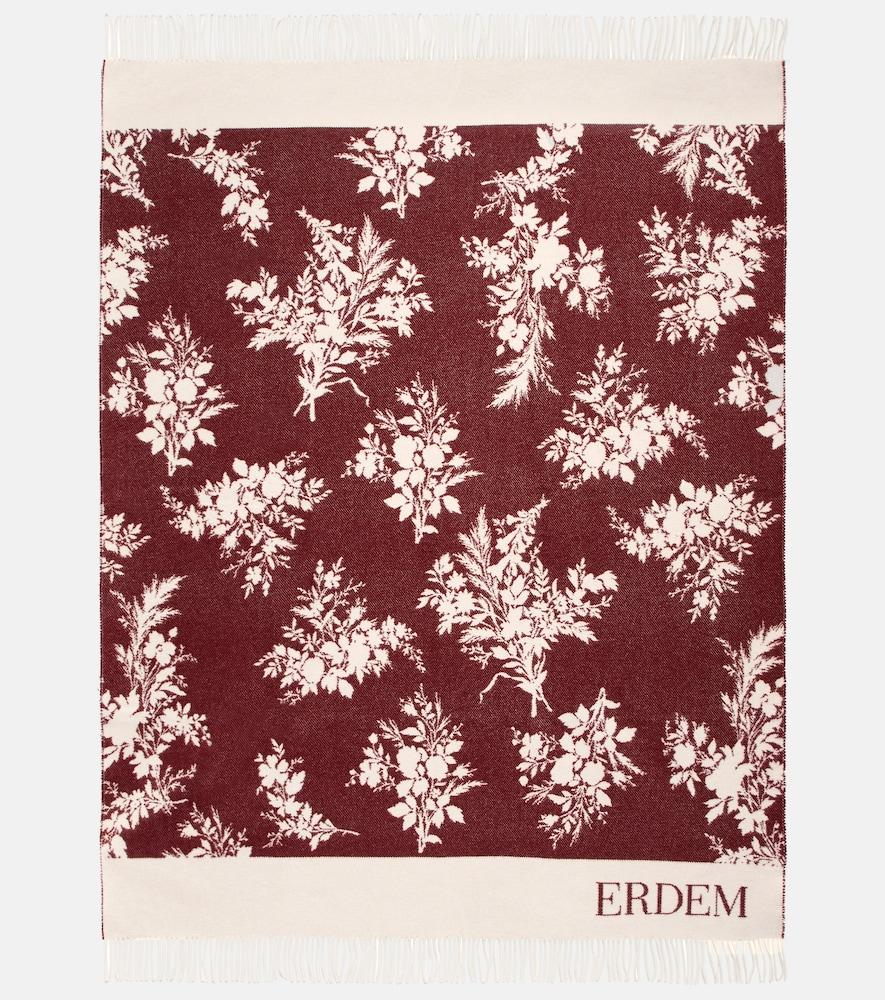 erdem floral jacquard wool-blend blanket