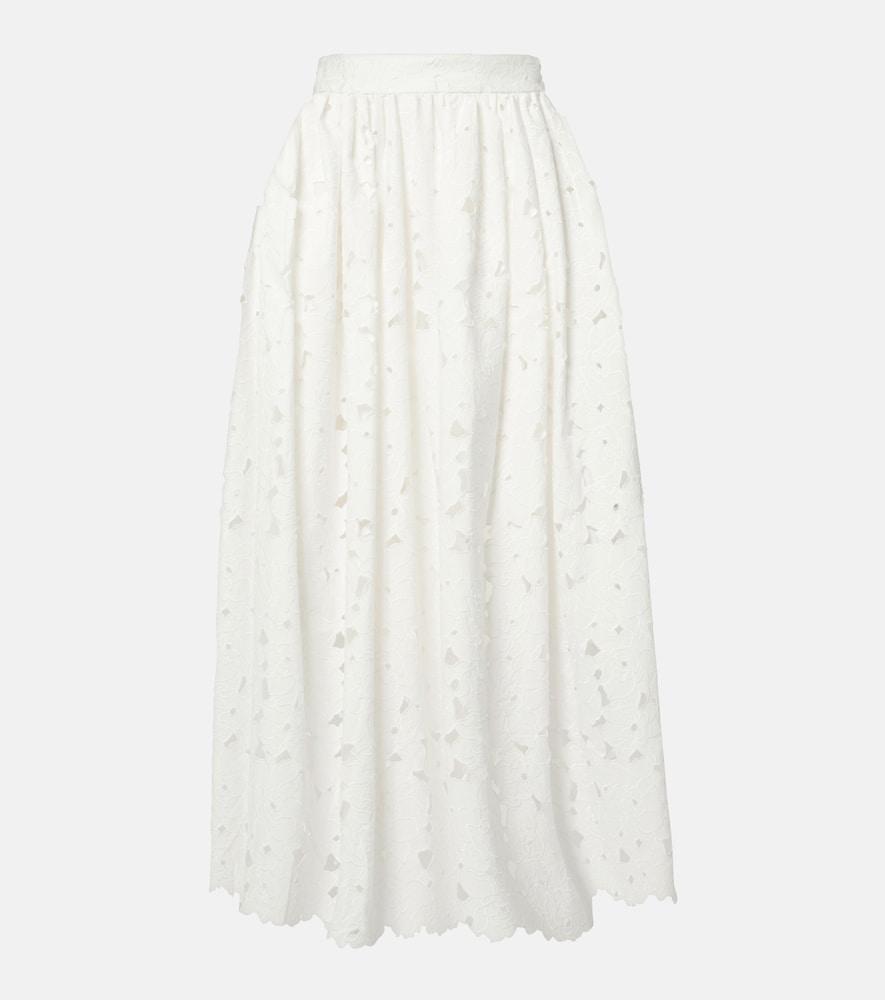 erdem gathered cotton-blend midi skirt