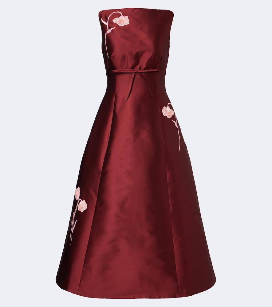 erdem mikado embroidered satin cocktail dress