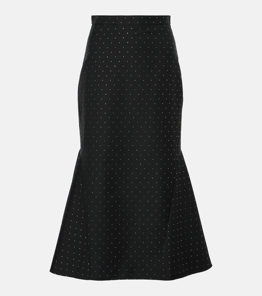erdem polka-dot cotton and wool lamé midi skirt