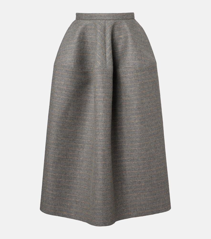 erdem striped wool and mohair flannel midi skirt
