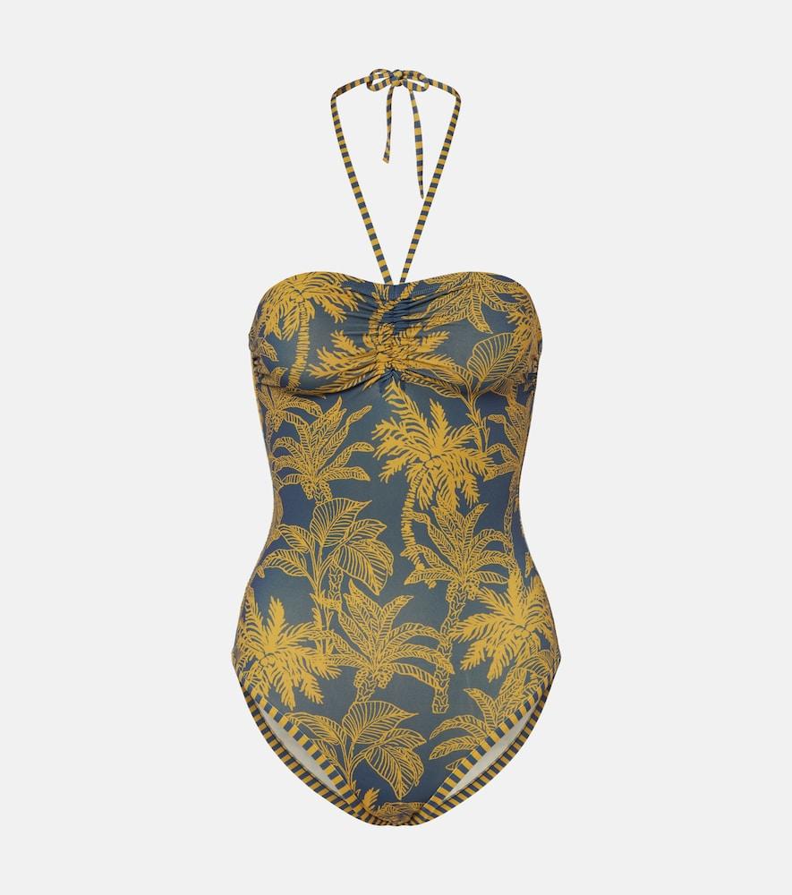 eres ailleurs printed halterneck swimsuit