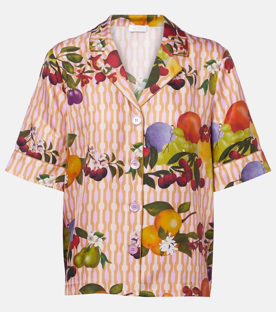 eres cherry printed silk twill shirt