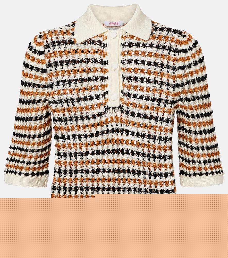 eres comeback open-knit cotton-blend polo shirt